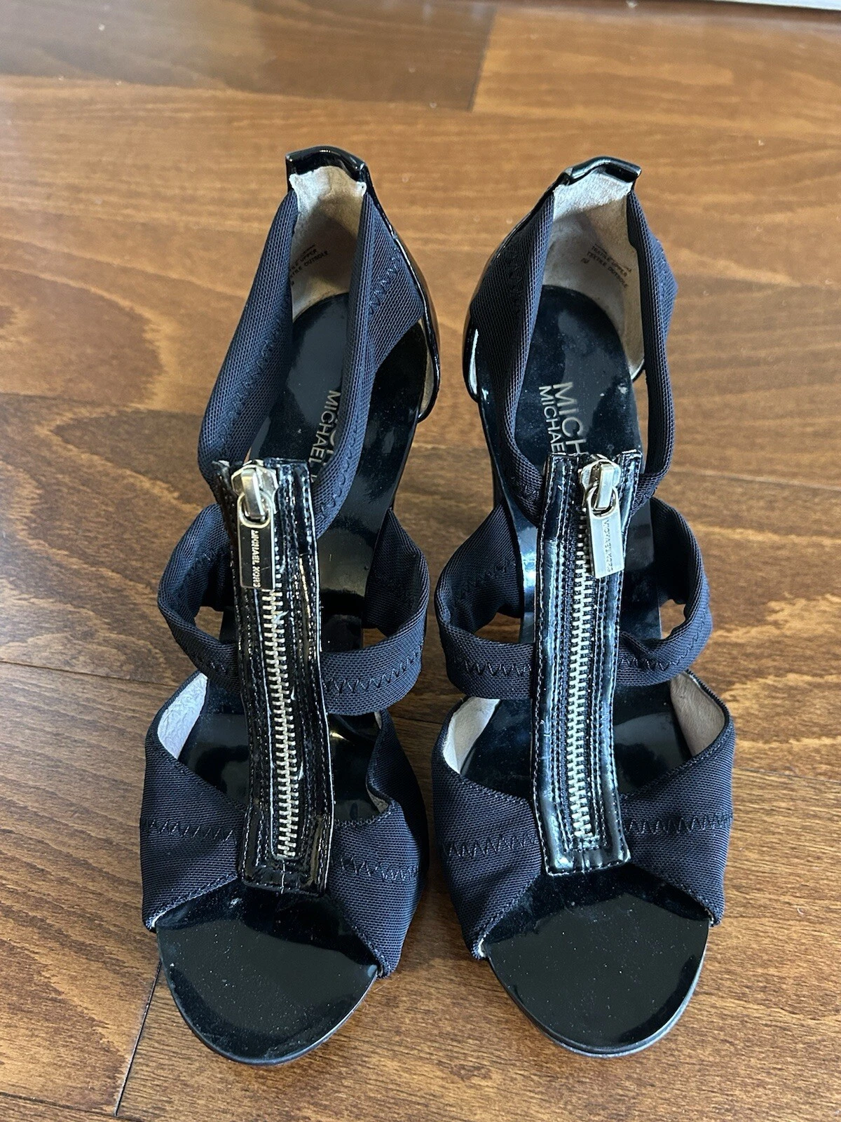 Michael by Michael Kors donna nero zip davanti tacco sexy taglia 7 M punta aperta