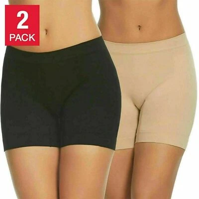 Gloria Vanderbilt 2-Pack Femmes Taille M sans Couture Slip Court, Noir/Chair - Photo 1/4