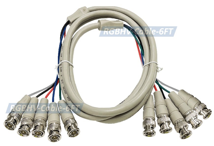 6FT 5 BNC To 5 BNC Coax Composite Video RGBHV Cable