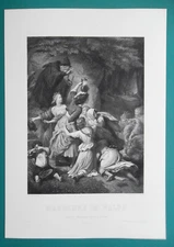 GOETHE 'S WOMEN Girl in Forest Bearded Man Hobgoblins Eckart - 1867 SUPERB Print