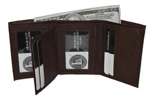 Brand New Mens TriFold Leather Wallet, Cowhide Leather Dark Brown by Leatherboss