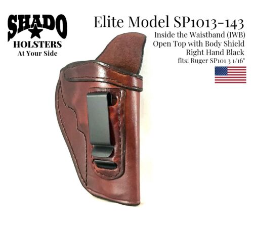 SHADO Leather Holster USA Elite Model SP1013-143 Right Hand Brown IWB Ruger  - Picture 1 of 9