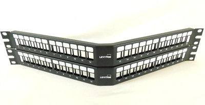 49256-H24 Leviton Angled QuickPort Patch Panel 24 Port 1RU Black - QUANTITY OF 2