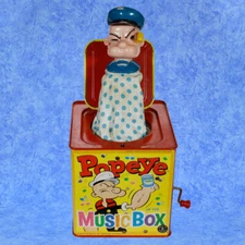 1961 POPEYE Jack-In-The-Box by MATTEL Music/Musical Toy WORKS Nice!