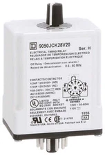 9050JCK28V20 - Square D 10A 240VAC Off-Delay Timing Relay, 2 Form C DPDT, Adjust