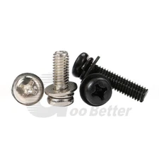Black Zinc/Nickel Plated Machinescrew Phillips Pan Head With Washers M2 M2.5 M3