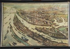 Wandkarte Rollbild Duisburg Binnenhafen Rhein Innenhafen Ruhrorter Haefen