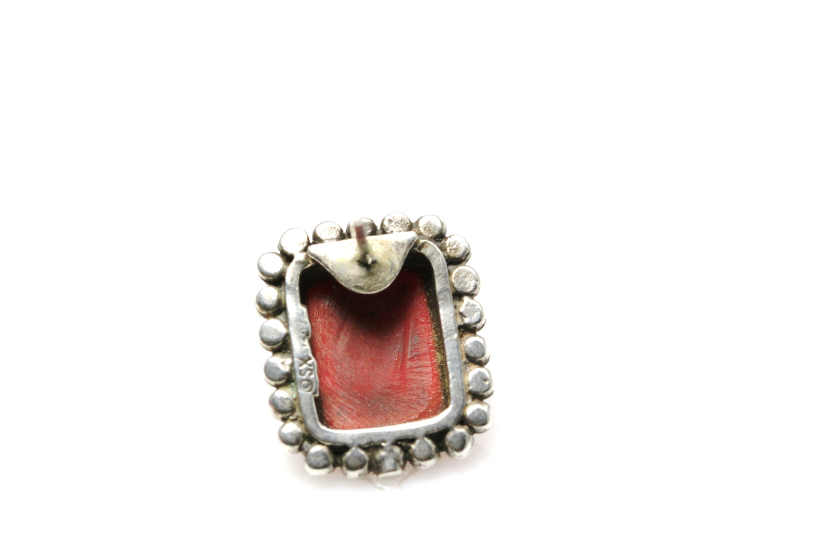Rectangular Shape Red Stone Sterling Silver 925 E… - image 15