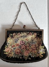 Vintage Petit Point Evening Bag Gold Frame Chain - Woodward Lothrop Austria