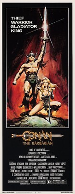 Conan der Barbar 1982 USA Insert Poster Print 14x36'' Schwarzenegger FREE P&P