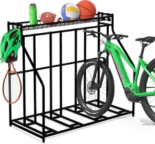 4-Bike Stand, Bike Storage Rack, Bicycle Floor Rack for Garage Organizer, Indoor