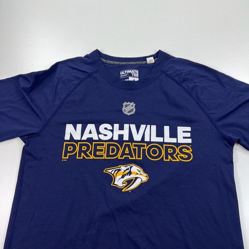 Adidas Nashville Predators Shirt Adult Medium Navy Blue Crew Neck Lightweight - Picture 2 of 7