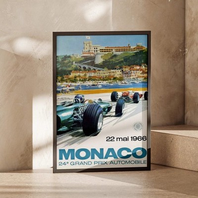 Großer Preis von Monaco 1966 Vintage Racing Poster, F1 Kunstdruck, Oldtimer Wandbild