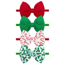 Christmas Baby Girl Bows Headbands Xmas Tree 4.5-Christmas-Bow-Red