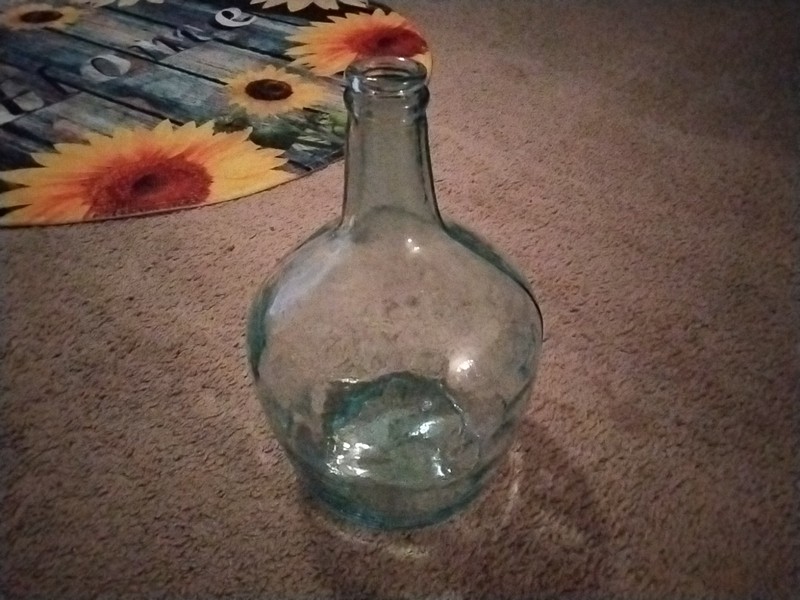 Green Glass Applied Blob Top Bottle Jug 