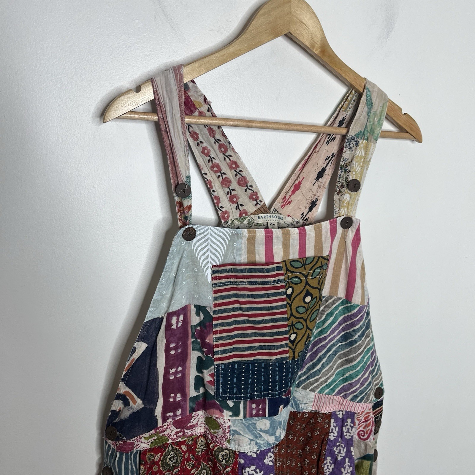 Earthbound Trading Company Patchwork Overalls Wom… - image 3