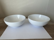 Crate & Barrel White Soup Bowls Cereal 6.75” Ceramic Set Of 2
