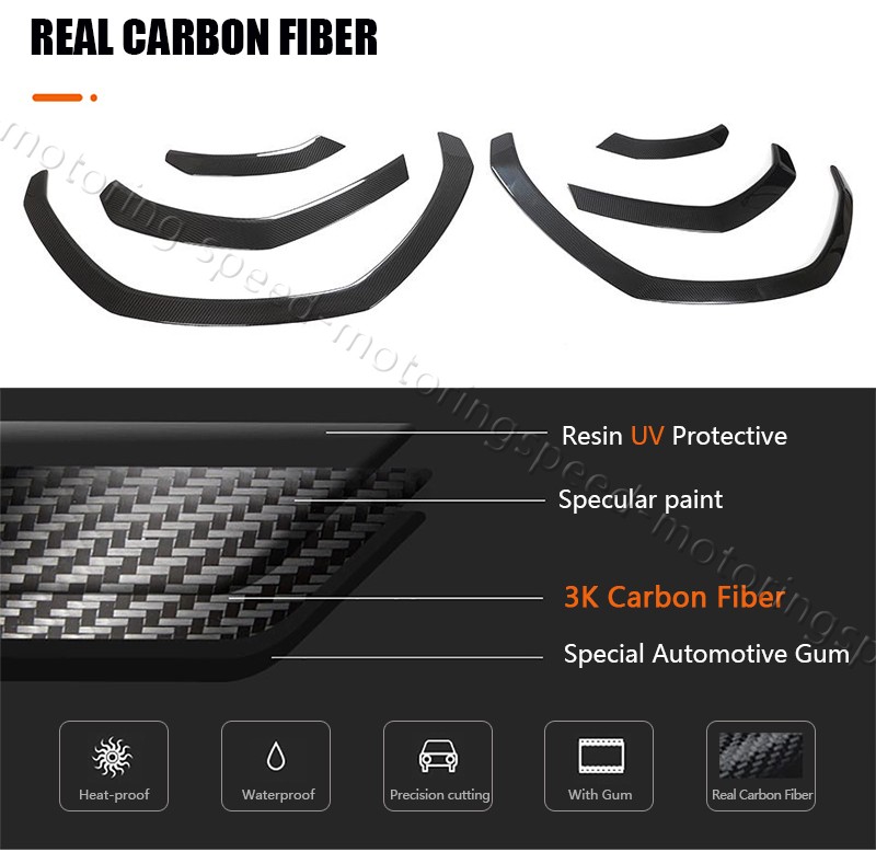 Real Carbon Wheel Eyebrow Arch Trim Fender Flares For Lamborghini Urus 2018-2023