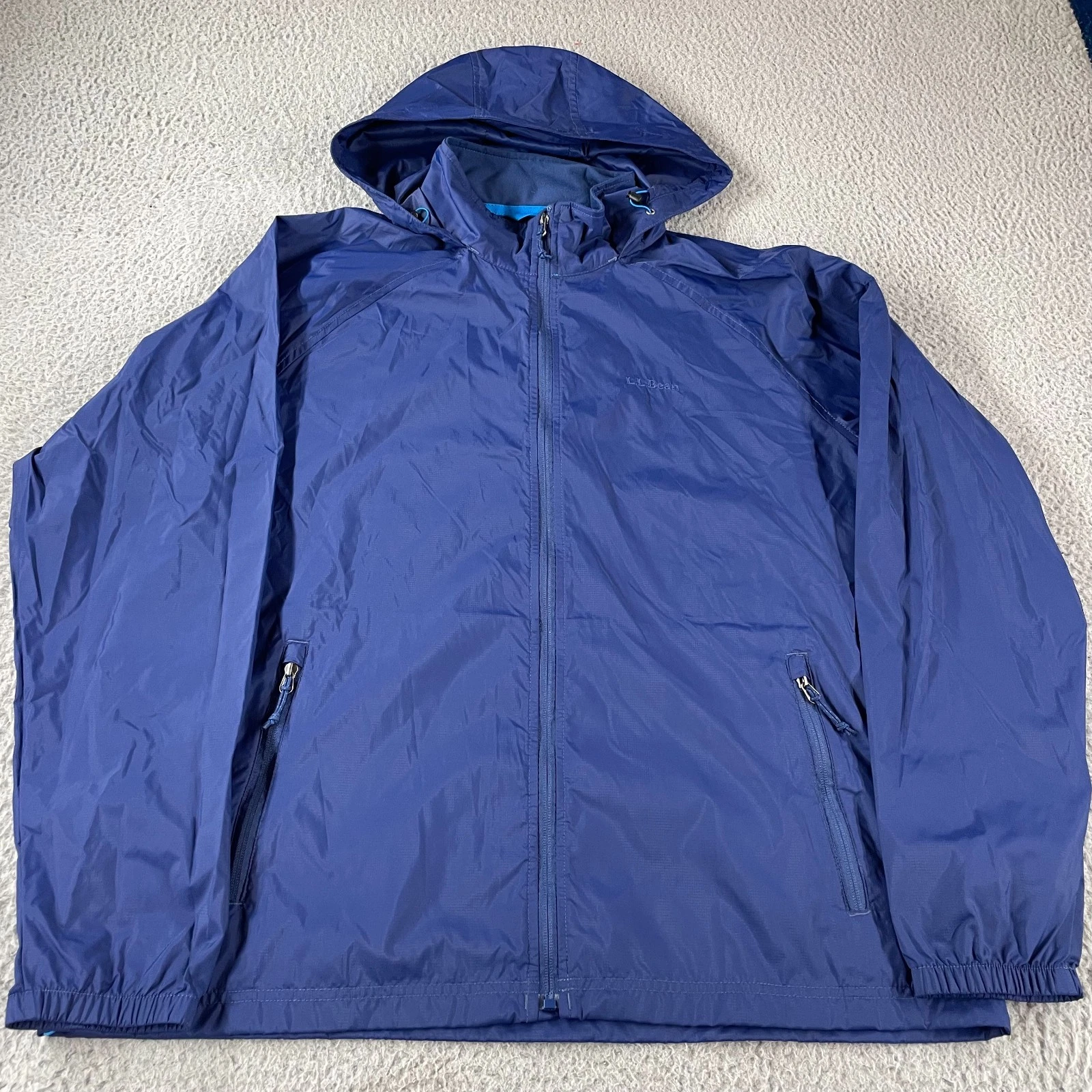 LL Bean Jacket Mens Large Blue Waterproof Windbreaker Lightweight Outdoor Hiking
