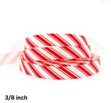 3/8" 1 yard Red Candy stripe candy cane Christmas Grosgrain Ribbon 1280460