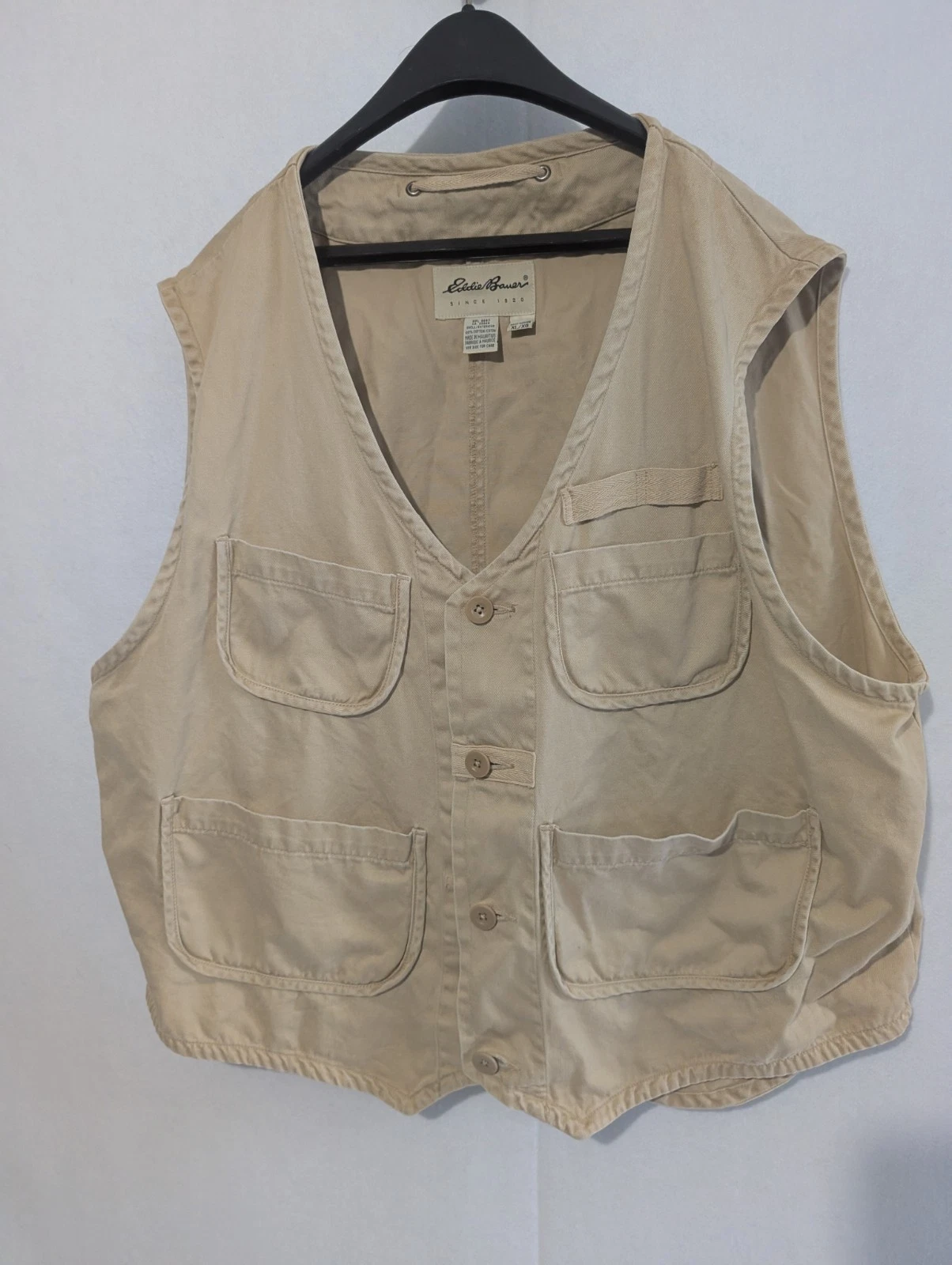 Eddie Bauer Utility Vest Travel Outdoor Hiking Fishing Khaki XL