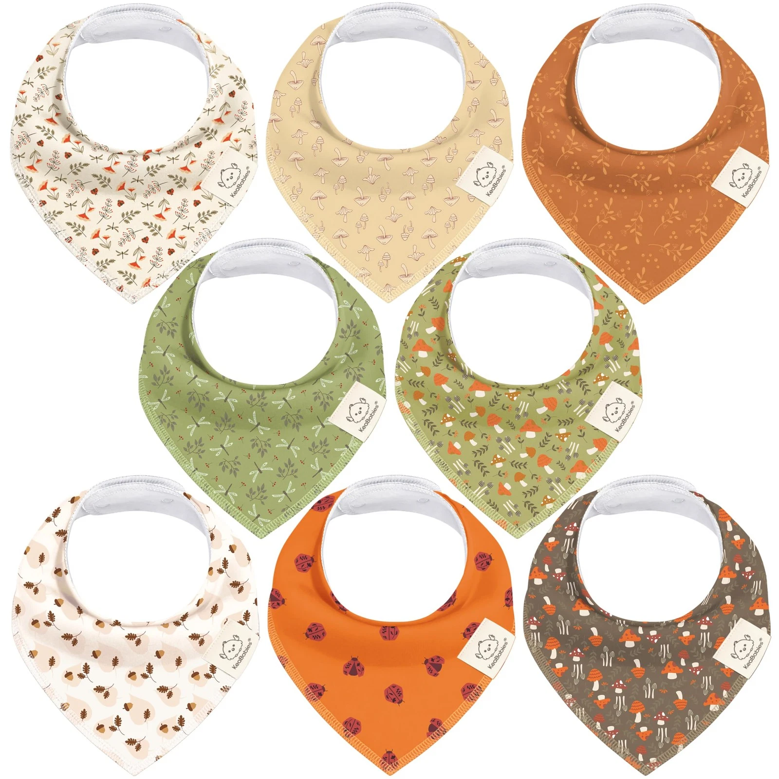 KeaBabies 8-Pack Organic Baby Bandana Bibs for Girls - Super Absorbent Triangle