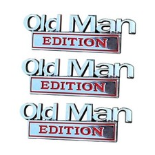 Old Man Edition Car Emblem,3D Metal Car Emblems and Badges,Rear Tailgate Red