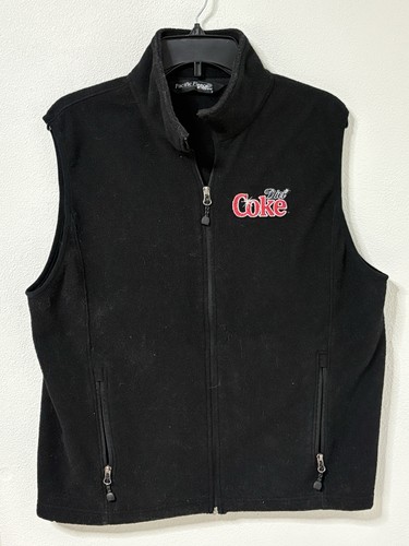 Diet Coke Fleece Vest Small Black Embroidered Full Zip
