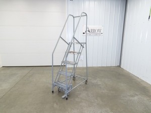 Uline H-5073A-10 Rolling Ladder Narrow Aisle 5 Step 10" Platform 50" Top Step