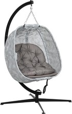 Outsunny Egg Swing Chair Garden Hanging Steel Frame Cushion Texteline