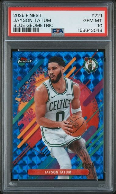 Jayson Tatum 2025-26 Topps Finest Blue Geometric PSA 10 #221 /25 Celtics