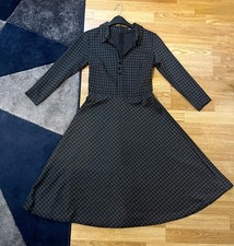 Grey & Black Reworked Dogtooth Fit & Flare Shirt Dress