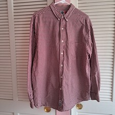 Arizona Shirt Mens Size Large Long Sleeve Button Front Red Plaid L 100 Cotton