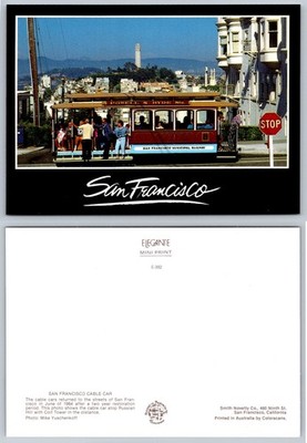 SF Cable Car Powell & Hyde Sts. Coit Tower Russian Hill 1980s Postcard
