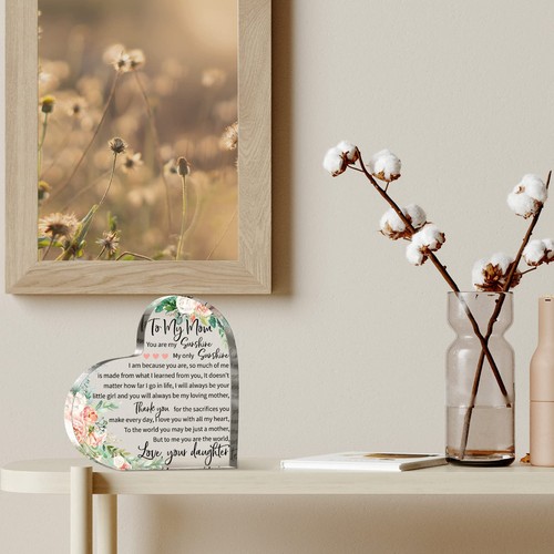Acrylic Heart Mom Gift Sign, 5.91 x 5.91 x 0.55 Inches, Mother's Day, Birthda... - Picture 5 of 7
