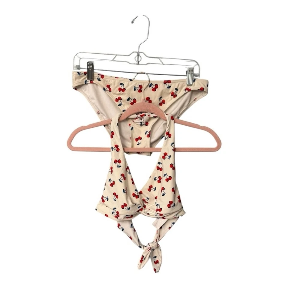 Conjunto de Bikini Kate Spade New York “Cherry Toss” – Talla M – Top Halter Anudado Foto 2 de 4