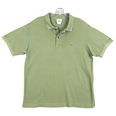 Lacoste Polo Shirt Mens 6 US L Green Crocodile Logo Short Sleeve Pique Cotton