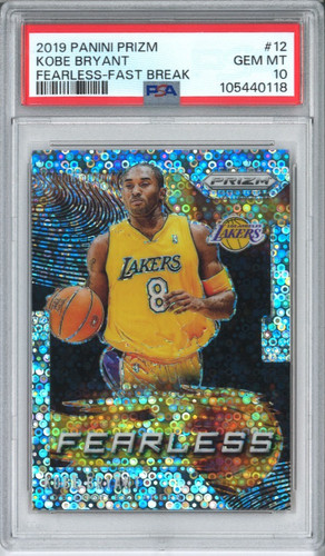 PSA 10 KOBE BRYANT 2019 PANINI PRIZM FEARLESS FAST BREAK #12 SILVER GEM LAKERS