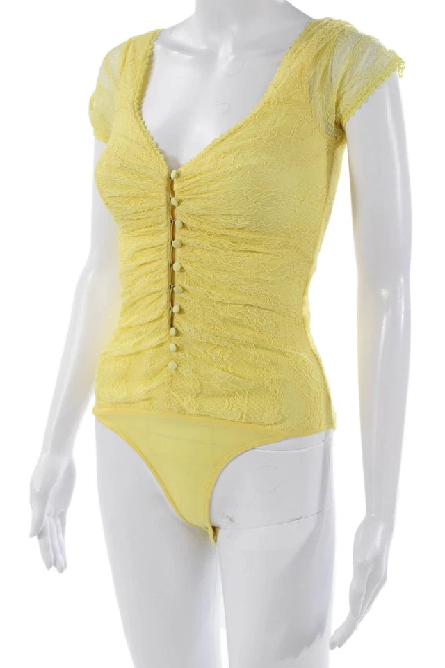 Body Jonathan Simkhai Mujer Geométrico Cuello Redondo Manga Corta Amarillo Talla 2 Foto 2 de 4