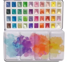Metallic Watercolor Paint Set 40 Colors Pearlescent Paints for Art Painting K...