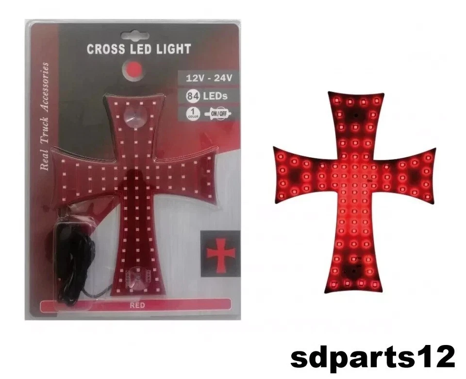 84 LED Rotes Kreuz 12V-24V mit Zigarettenanzünder Buchse für Bus Van Caravan LKW - Bild 2 von 4