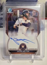 Jacob Melton 2023 Bowman Chrome On Card Auto Prospect CPA-JML Astros