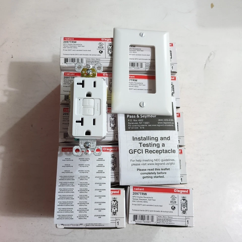 Legrand 2097TRW 20A Self Test GFCI Receptacle - White 10 Pack - Image 2 of 4