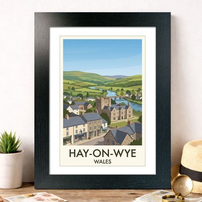 Hay-on-Wye, Wales Travel Poster Giclee Art Print 55-8