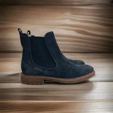 Sofft Anlle Boots 7 M Blue Suede Waterproof Chelsea Ankle Booties