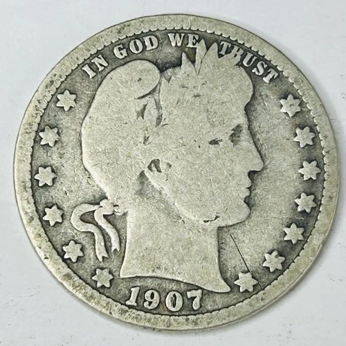 1907 P Barber Quarter Circulated   BQ07