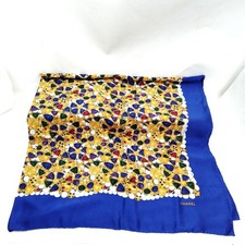 Chanel Vintage Oversized Scarf Jewel Blue Silk100 3970700