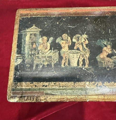 MCM ITALIAN FLORENTINE GILDED WOOD TRINKET BOX Pompeiian Motifs PUTTI VTG - Picture 19 of 24
