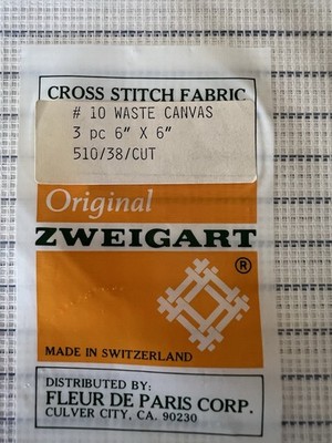 Zweigart Original Cross Stitch Fabric #10 Waste Canvas 3 Pcs 6''x6'' Made In Switz