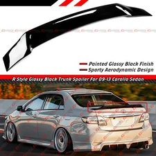 For 09-13 Toyota Corolla Sedan R Style Gloss Black High Kick Trunk Spoiler Wing